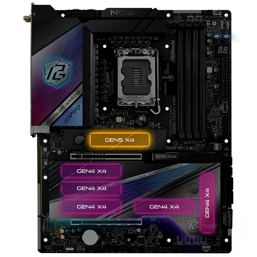 ASRock Z890 Nova WiFi LGA 1851 ATX Motherboard - Newegg.com